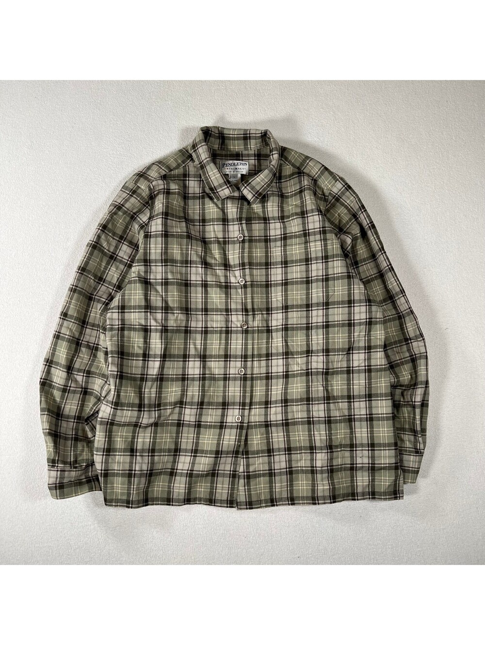 Pendleton Originals Women's Large Wool Plaid Button-Up Shirt